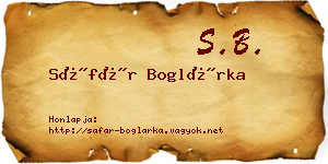 Sáfár Boglárka névjegykártya